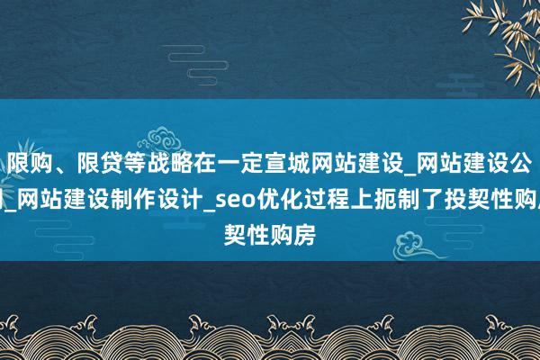 限购、限贷等战略在一定宣城网站建设_网站建设公司_网站建设制作设计_seo优化过程上扼制了投契性购房